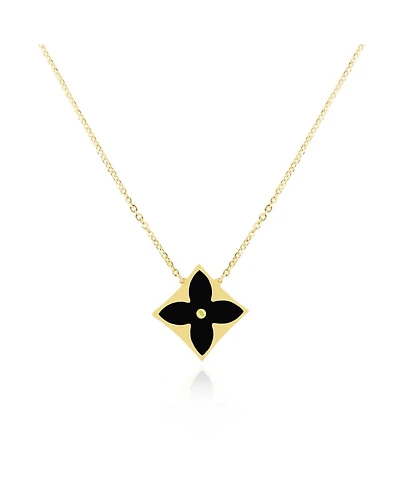 The Lovery Onyx Luxe Flower Necklace 14K Gold