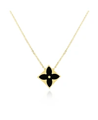 The Lovery Onyx Luxe Flower Necklace 14K Gold