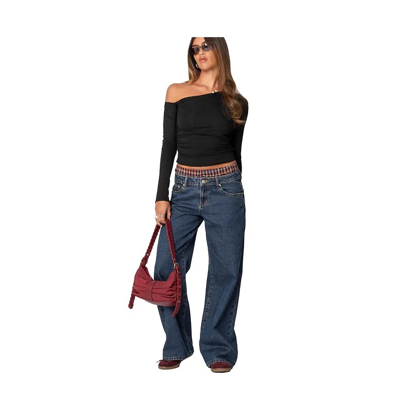 Edikted Womens Stacie Asymmetric Long Sleeve Top