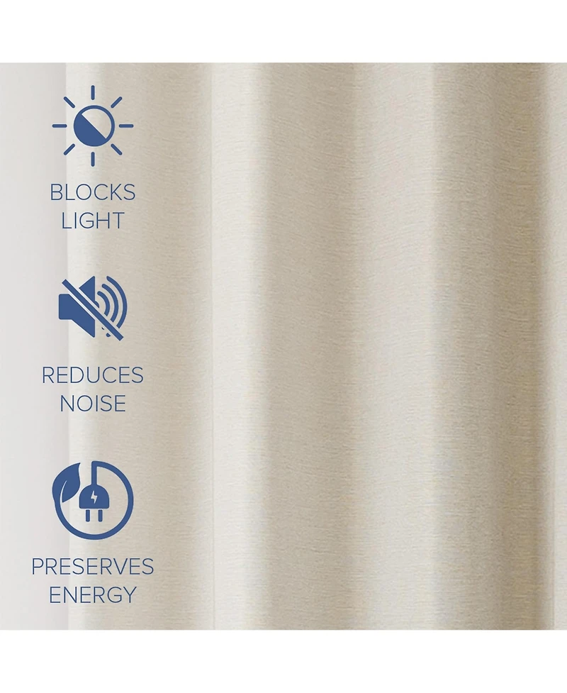 Brushed Serengeti Stria 100% Blackout Grommet Pair (2 panels