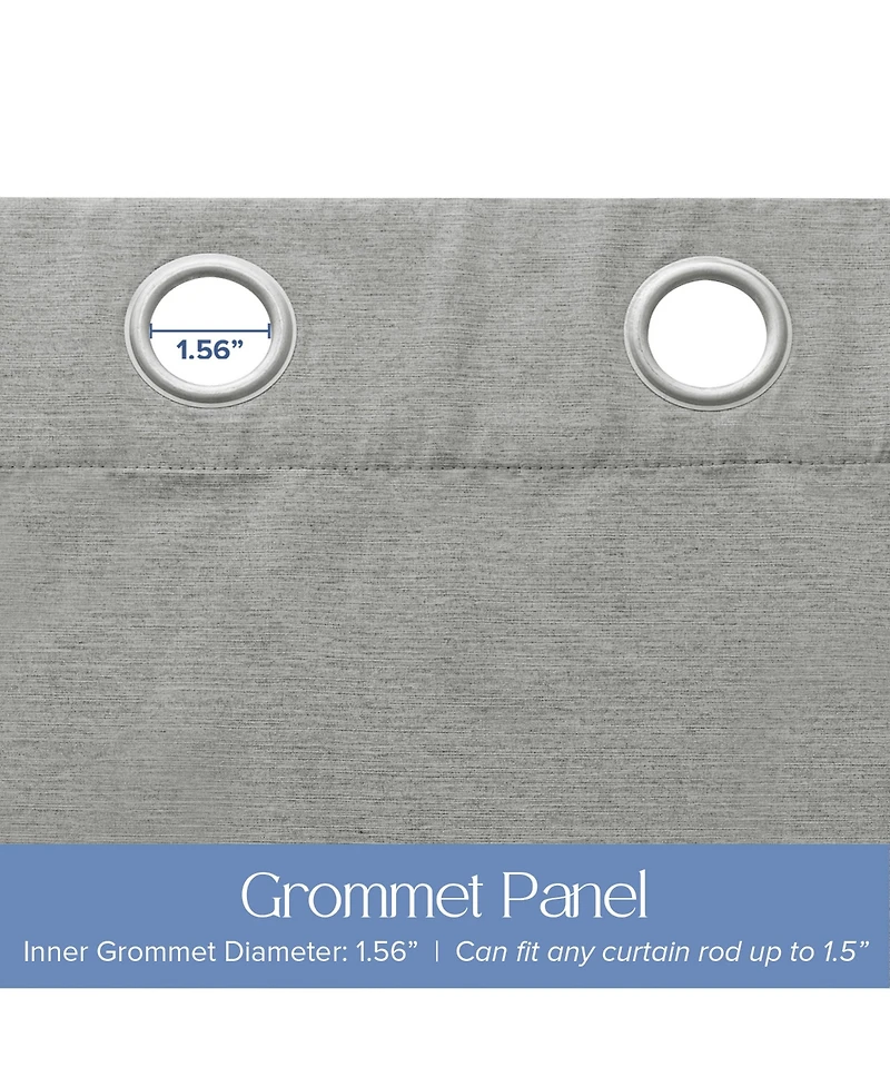 Brushed Serengeti Stria 100% Blackout Grommet Pair (2 panels