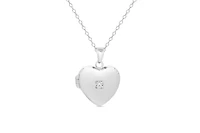 Lily Nily Girls Silver Plated Cz Heart Locket Necklace