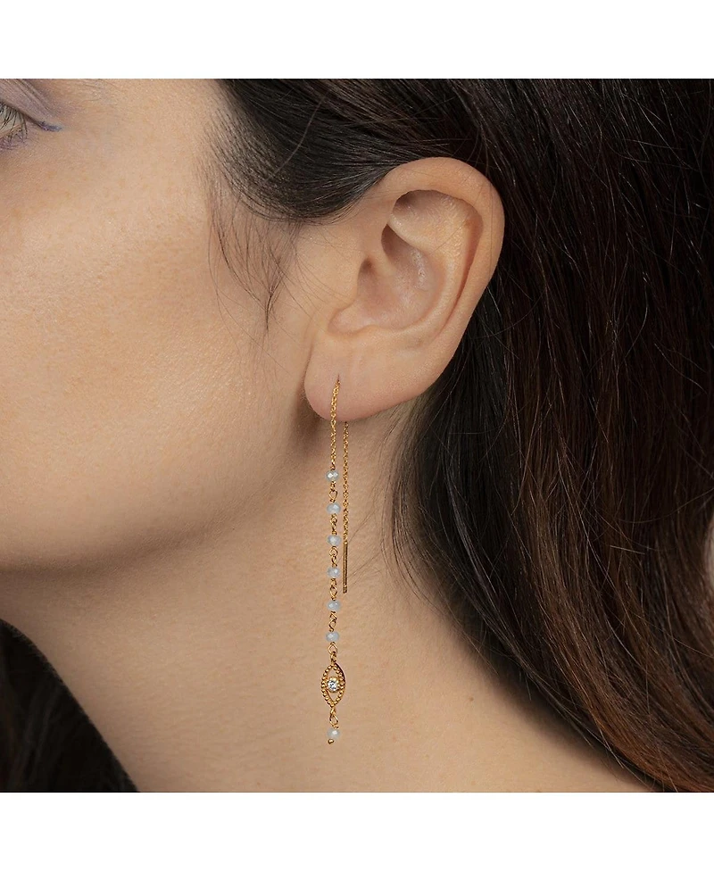 Flowing Frequency - Aquamarine Evil Eye Earrings