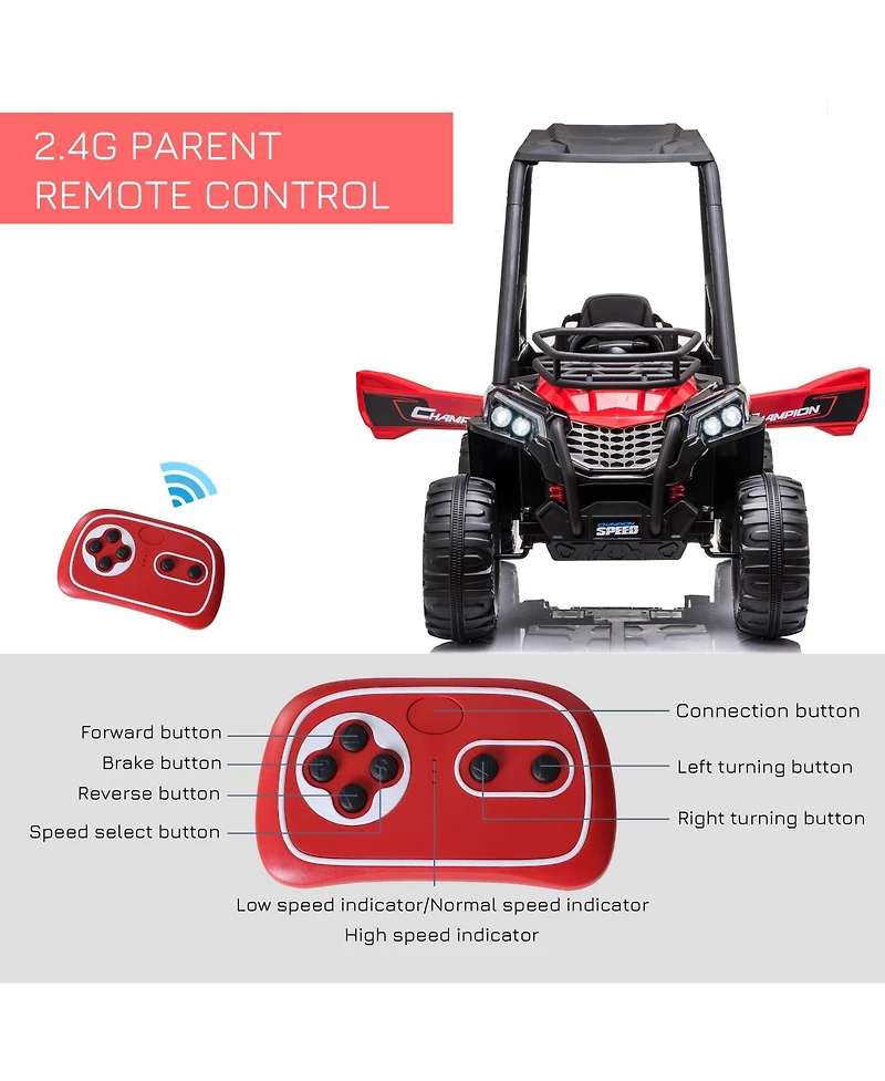 Aosom 12V Kids Utv with Music, Lights, MP3/Usb, Suspension,
