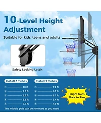 Hongge 4.9-10 Feet Adjustable Basketball Hoop with Shatterproof Backboard