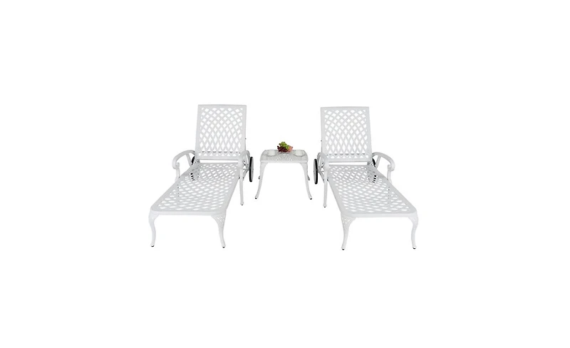 Slickblue Adjustable Cast Aluminum Lying Bed for Courtyards Stylish and Comfortable Outdoor Relaxation
