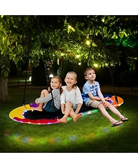Hongge 60 Inches Saucer Swing with Led Lights for Kids and Adults