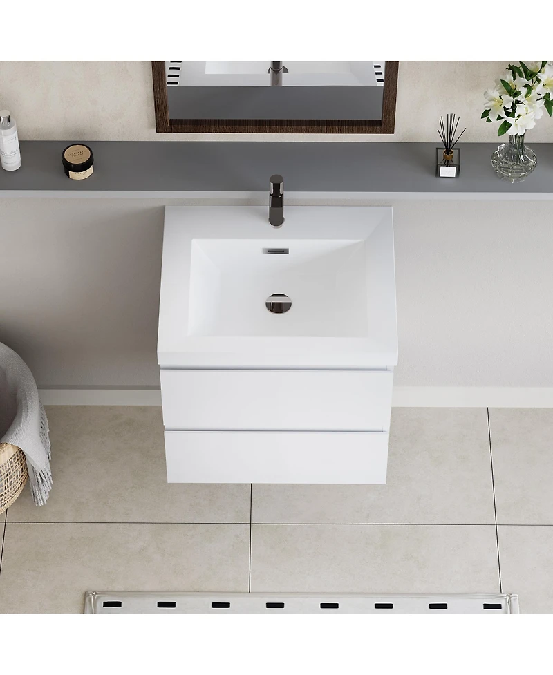 Modern 24" Floating Bathroom Vanity with Resin Sink