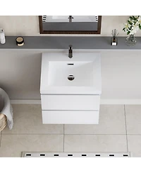 Modern 24" Floating Bathroom Vanity with Resin Sink