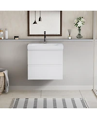 Modern 24" Floating Bathroom Vanity with Resin Sink