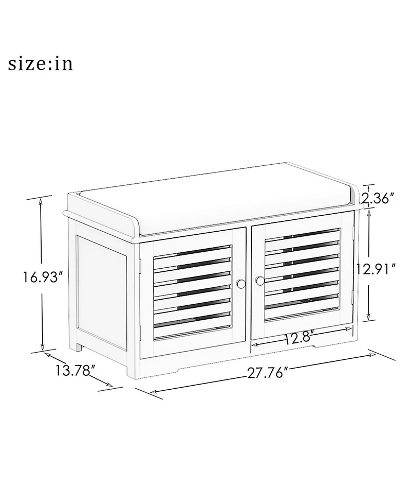 Streamdale Modern Shoe Organizer Bench with Two-Compartment Storage