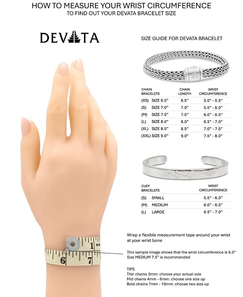 Devata Garnet & Bali with Dragon Bone Chain Bracelet in Sterling Silver and 18K Gold, Small 7.0 in