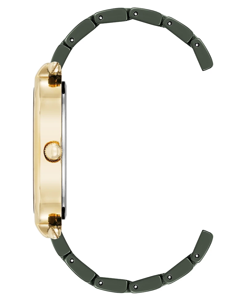 Anne Klein Women's Quartz Estate Green Ceramic and Gold-Tone Alloy Metal Bracelet Watch, 36mm