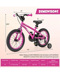 Costway 16-Inch Kid s Bike for 4-7 Years Old with Adjustable Saddle & Anti-slip Handlebar