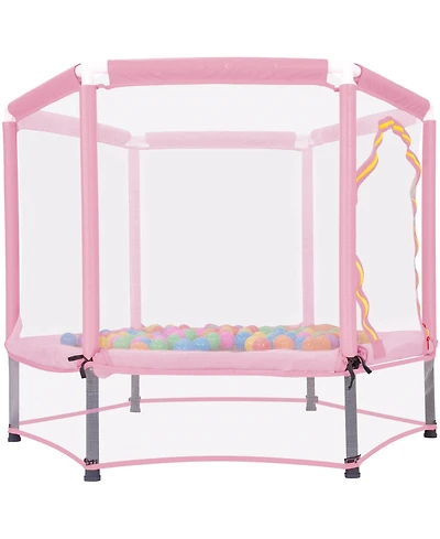 Slickblue 55" Toddlers Trampoline with Safety Enclosure Net & Balls