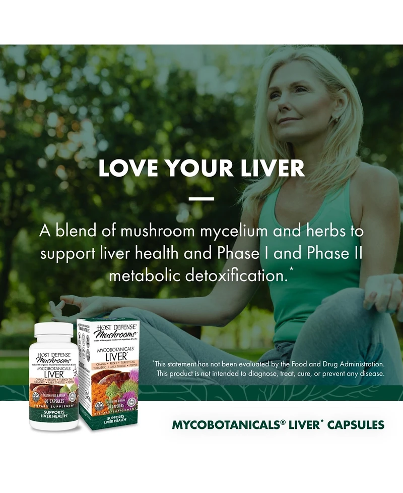 Host Defense MycoBotanicals Liver Capsules - Liver Health Supplement with Milk Thistle & Turmeric Root