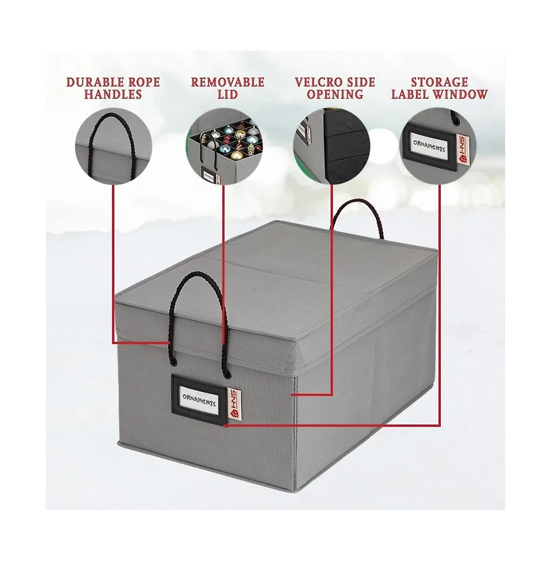 Christmas Ornament Storage Box with Dividers and 3 Removable Trays Stores up to 72-3" Ornaments