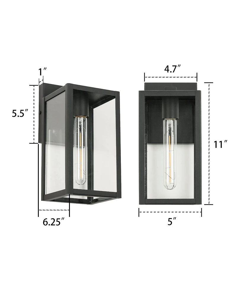 Flynama Black Not Motion Sensing Outdoor Hardwired Wall Lantern Sconce with No Bulbs Included