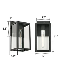 Flynama Black Not Motion Sensing Outdoor Hardwired Wall Lantern Sconce with No Bulbs Included