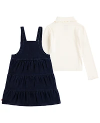 Levi's Little Girls 2-Piece Long Sleeve Top and Sparkle Tiered Skirtall Set