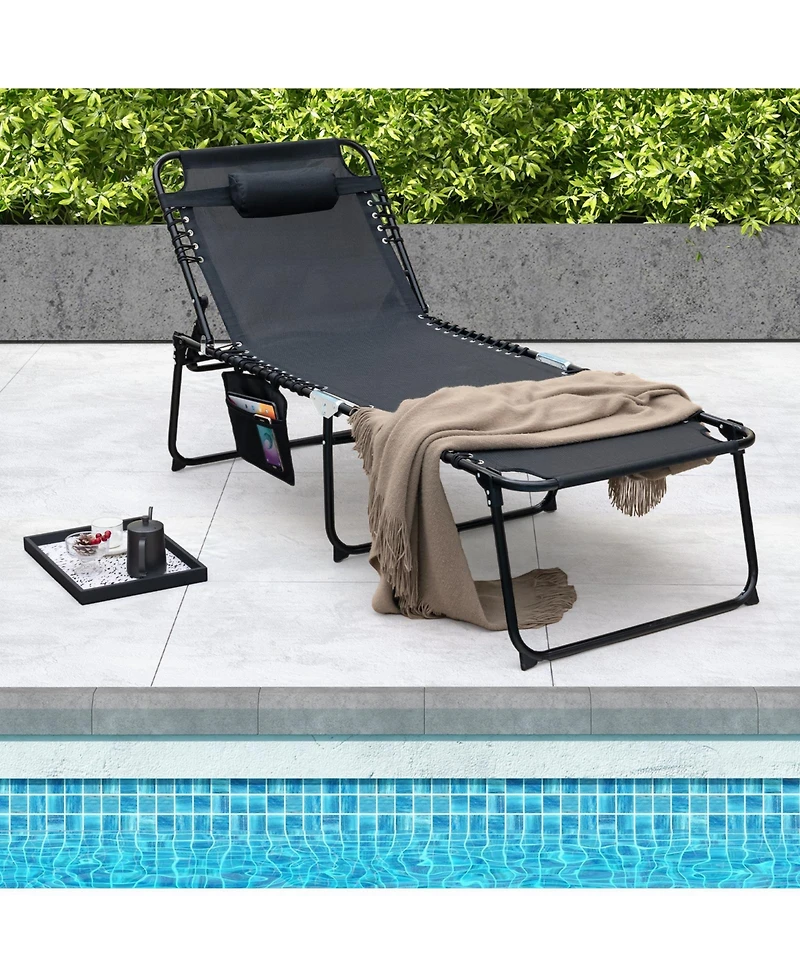 Inolait Sugift 4 Position Folding Lounge Chaise with Adjustable Backrest and Footrest