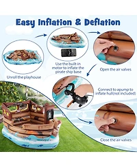 Hongge Inflatable Pirate Ship Playhouse with Built-in Motor and Inflatable Toy Sword
