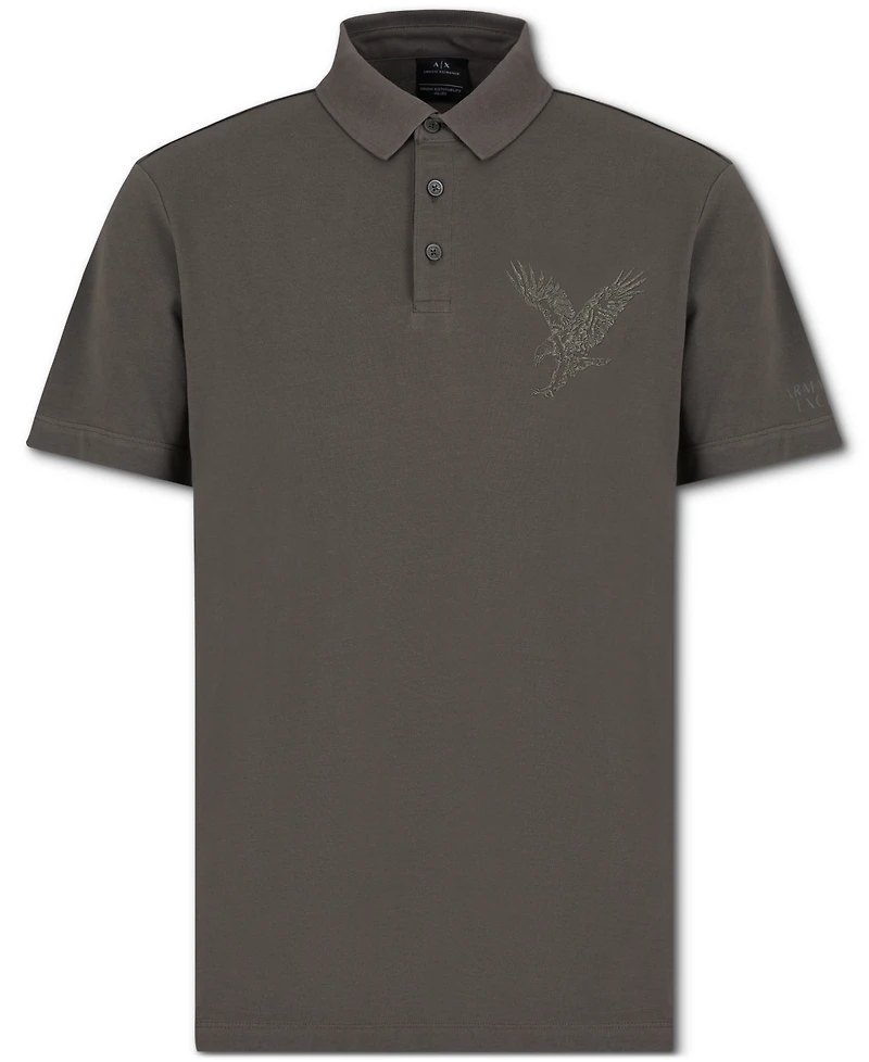 A|X Armani Exchange Men's Short Sleeve Eagle Graphic Polo Shirt