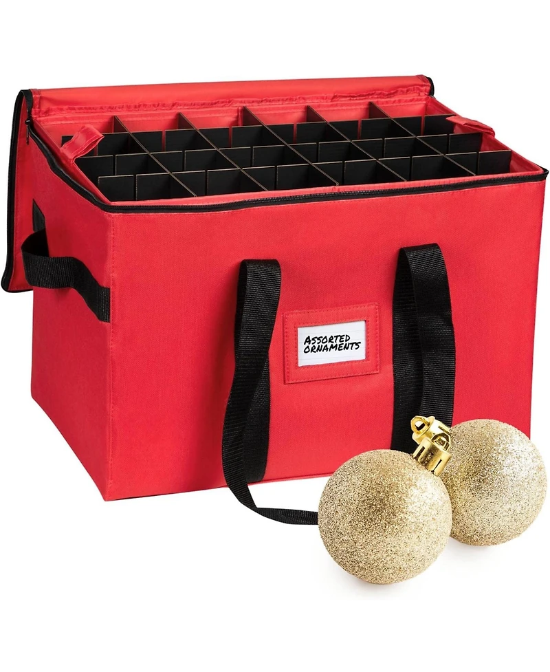Florida Brands Christmas Storage Box with Adjustable Dividers and 4 Trays - Stores Up to 96 - 3" Ornaments