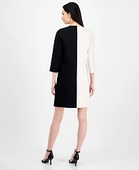 Anne Klein Women's Colorblocked 3/4-Sleeve Shift Dress