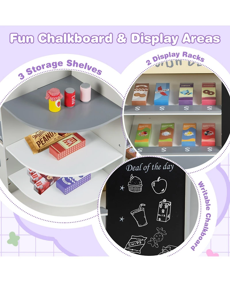 Hongge Kids Grocery Store Playset with Cash Register Pos Machine