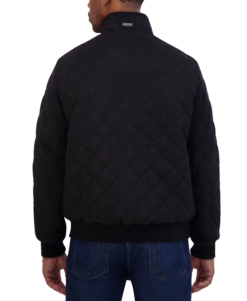 Nautica Men's Quilted Faux-Suede Bomber Jacket