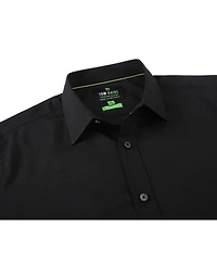 Tom Baine Men's Four-Way Stretch Solid Textured Button Down Dress Shirt