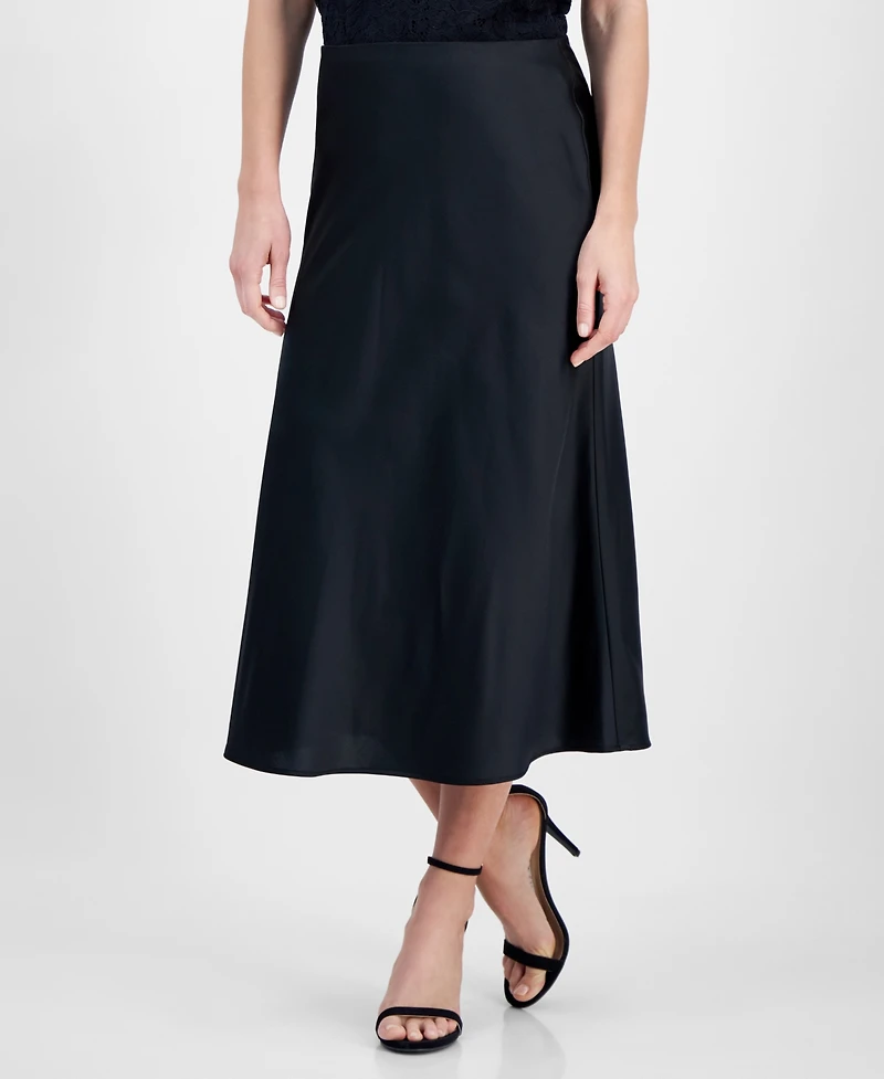 Anne Klein Petite Bias-Cut Flared Pull-On Midi Skirt