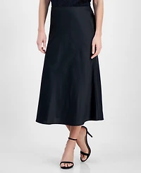 Anne Klein Petite Bias-Cut Flared Pull-On Midi Skirt