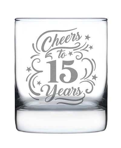 Bevvee Cheers to 15 Years Whiskey Rocks Glass