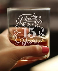 Bevvee Cheers to 15 Years Whiskey Rocks Glass