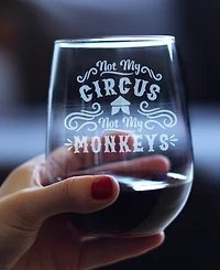 Bevvee Not My Circus Not My Monkeys Stemless Wine Glass