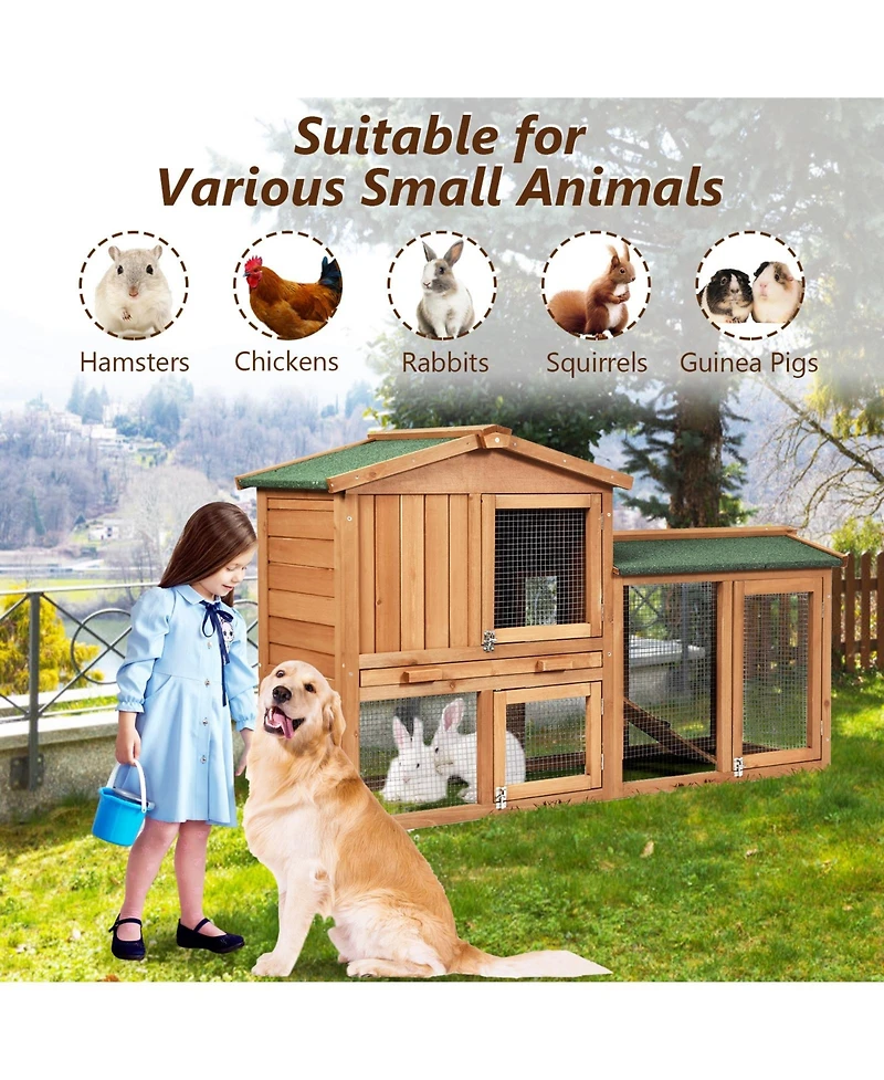 Sugift 58 Inch Weatherproof Wooden Rabbit/Dog Hutch