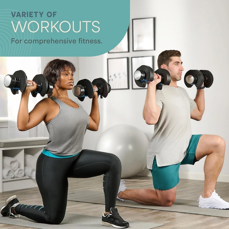 LifePro 25Lbs Adjustable Dumbbells - 6-in-1, Compact, Quick Adjust for Full Body Home Gym