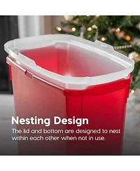 Iris Usa 40" 20 Rolls Wrapping Paper Storage Box Container, Clear/Red