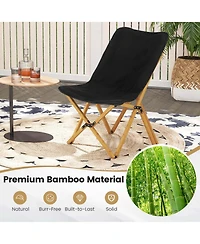 Bamboo Butterfly Folding Chair Set of 2 with Storage Pocket 330 Lbs Capacity