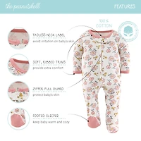 The Peanutshell Baby Girls Boho Butterfly Footed Sleepers for Girls, 3 Pack
