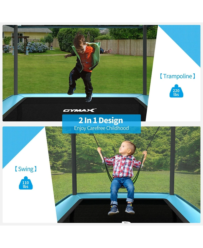 Gymax 6FT Recreational Kids Trampoline W/Swing Safety Enclosure Indoor/Outdoor Orange