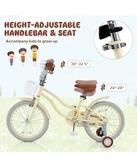 Hongge 14/16/18 Inch Kids Bike Adjustable with Training Wheels Ages 3-8 Years Olds