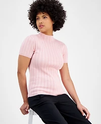 Bar Iii Women's Ribbed Cap-Sleeve Sweater, Exclusively at Macy's