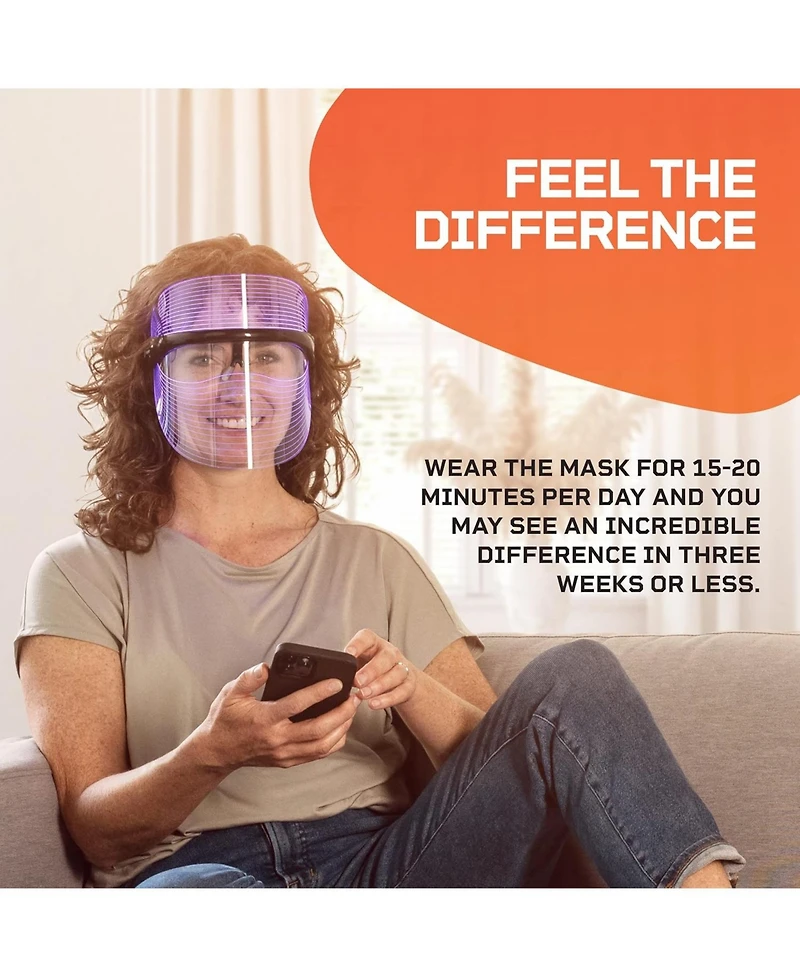 LifePro VizaCure Led Face Mask for Light Therapy - Black Led Mask for Face and Neck Care - Portable Led Light Therapy Device.