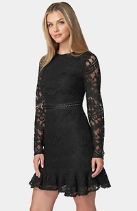 Bebe Women's Open Back Lace Mini Dress