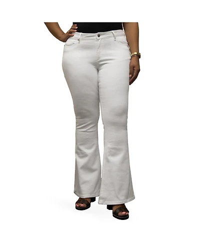 Poetic Justice Women's Curvy Fit Stretch Denim Flare Jeans