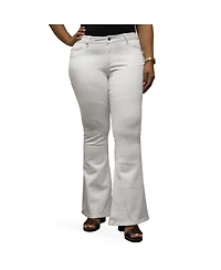 Poetic Justice Women's Curvy Fit Stretch Denim Flare Jeans