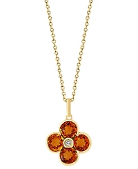 Effy London Blue Topaz (2-1/3 ct. t.w.) & Diamond Accent Flower 18" Pendant Necklace in 14k Yellow Gold (Also in Citrine)